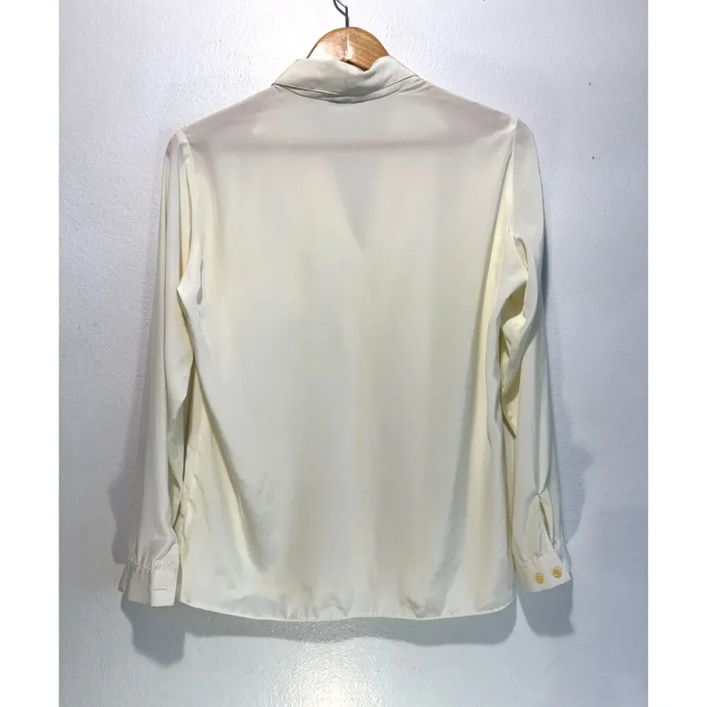 VTG romantic blouse timeless closet staple career business romantic women L